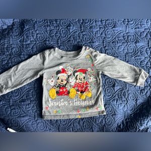 Size 18 months Disney brand Mickey and Minnie Santa’s helpers long sleeve Tshirt